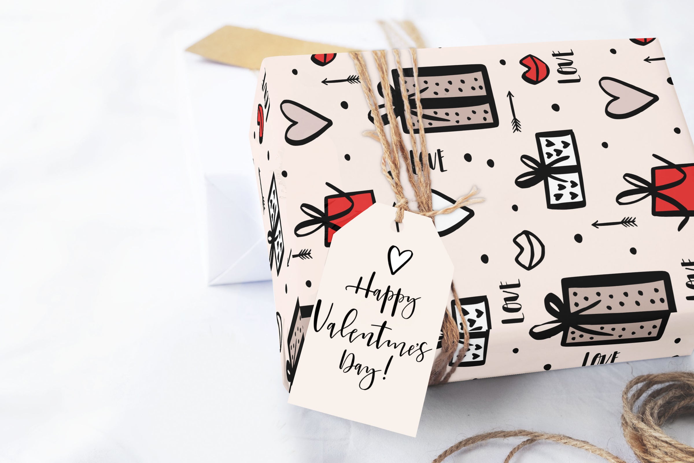 Valentine Lips & Love Wrapping Paper