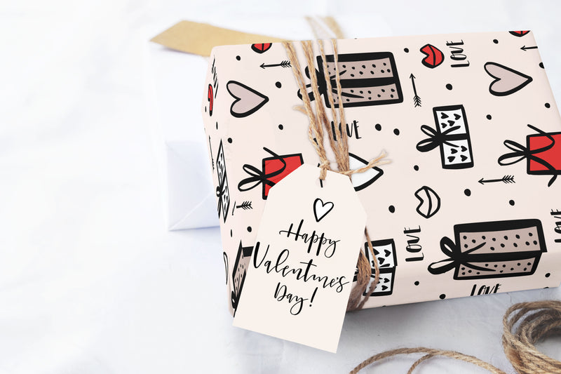 Valentine Lips & Love Wrapping Paper