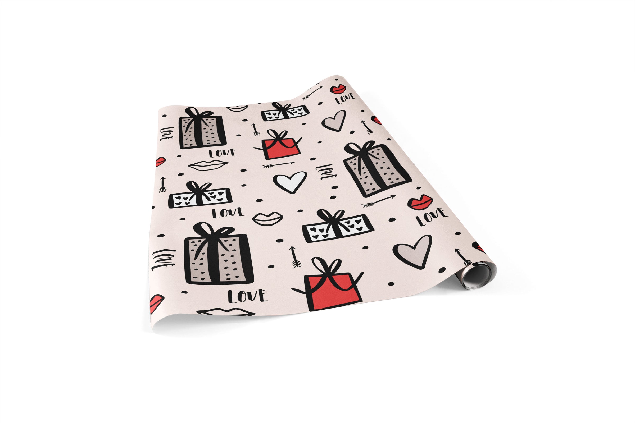 Valentine Lips & Love Wrapping Paper