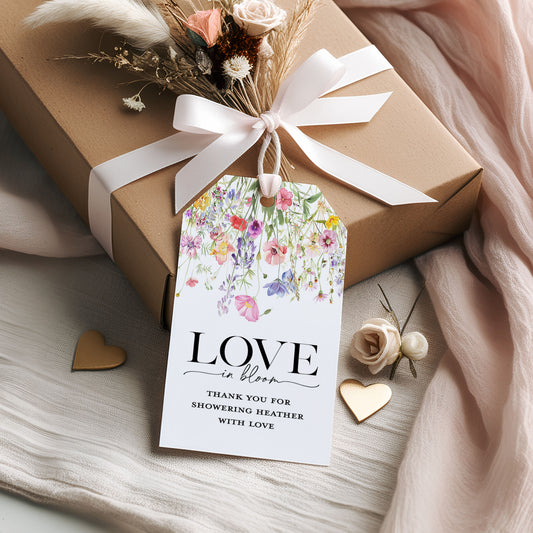 Love in Bloom Wildflower Garden Bridal Shower Gift Tag