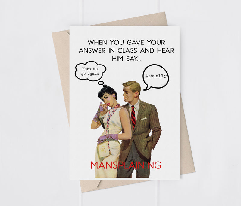 Mansplaining Funny Adult Greeting Card