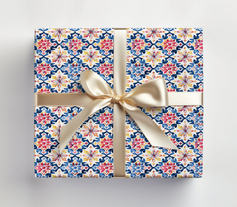 Mediterranean Tile Bridal Shower Wrapping Paper