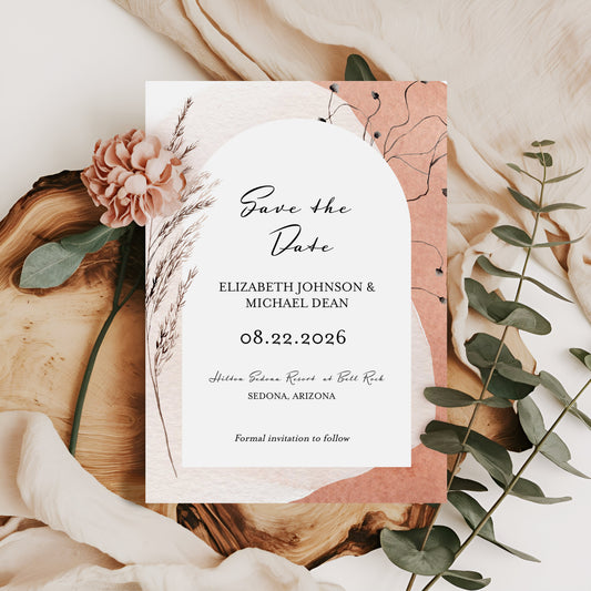 Modern Boho Watercolor Arch Save the Date