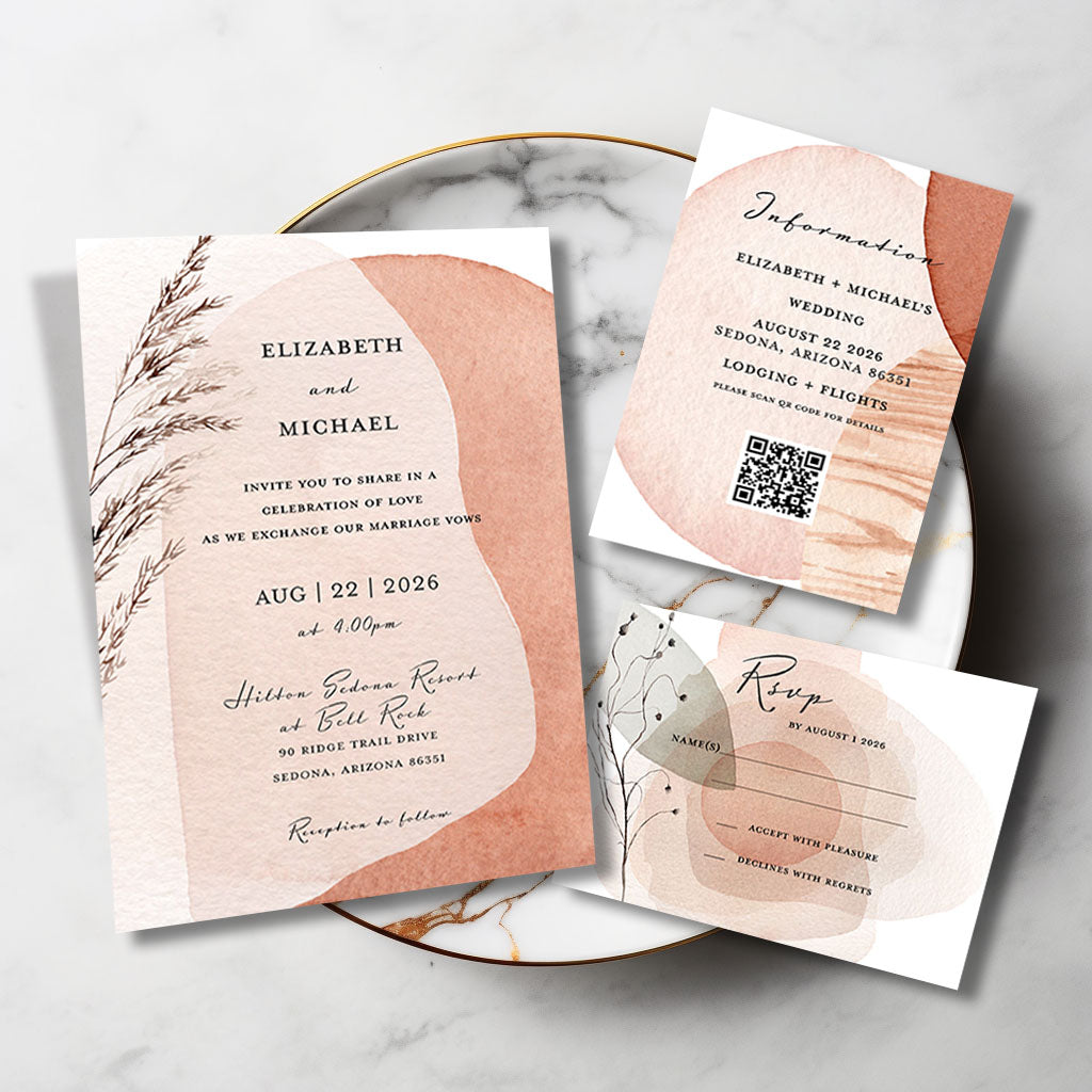 Modern Boho Watercolor Wedding Invitation Suit