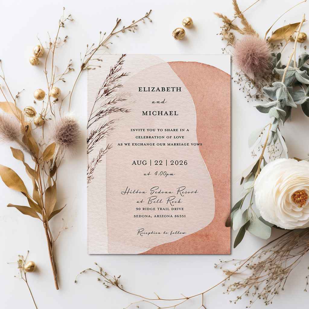 Modern Boho Watercolor Wedding Invitation Suit