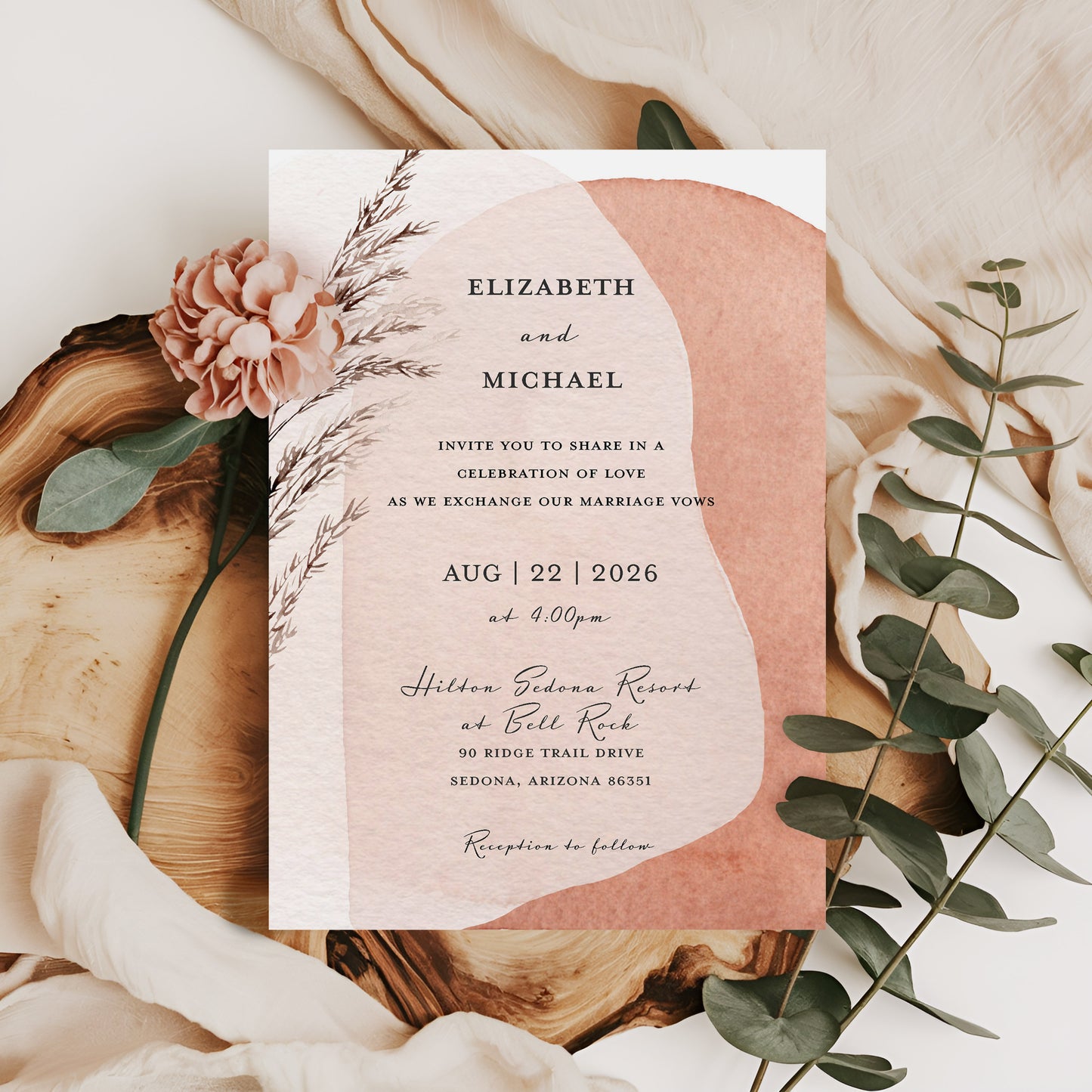 Modern Boho Watercolor Wedding Invitation Suit