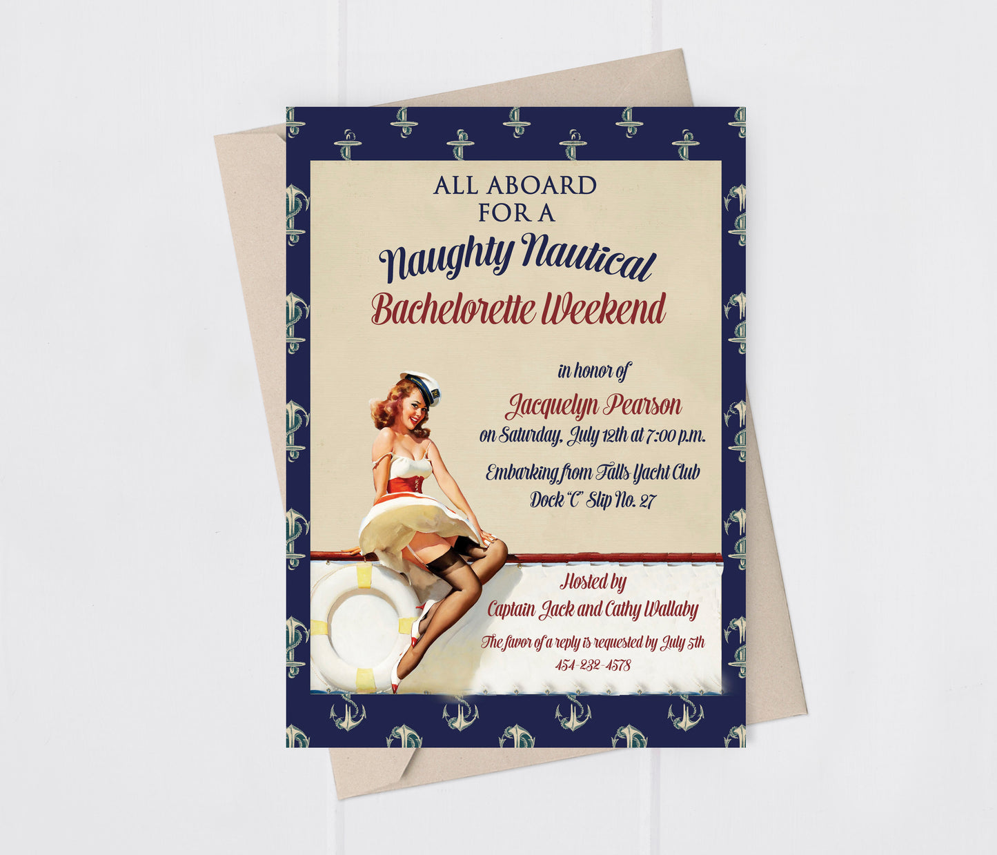 Nautical Bachelorette Weekend Bridal Shower Invitation