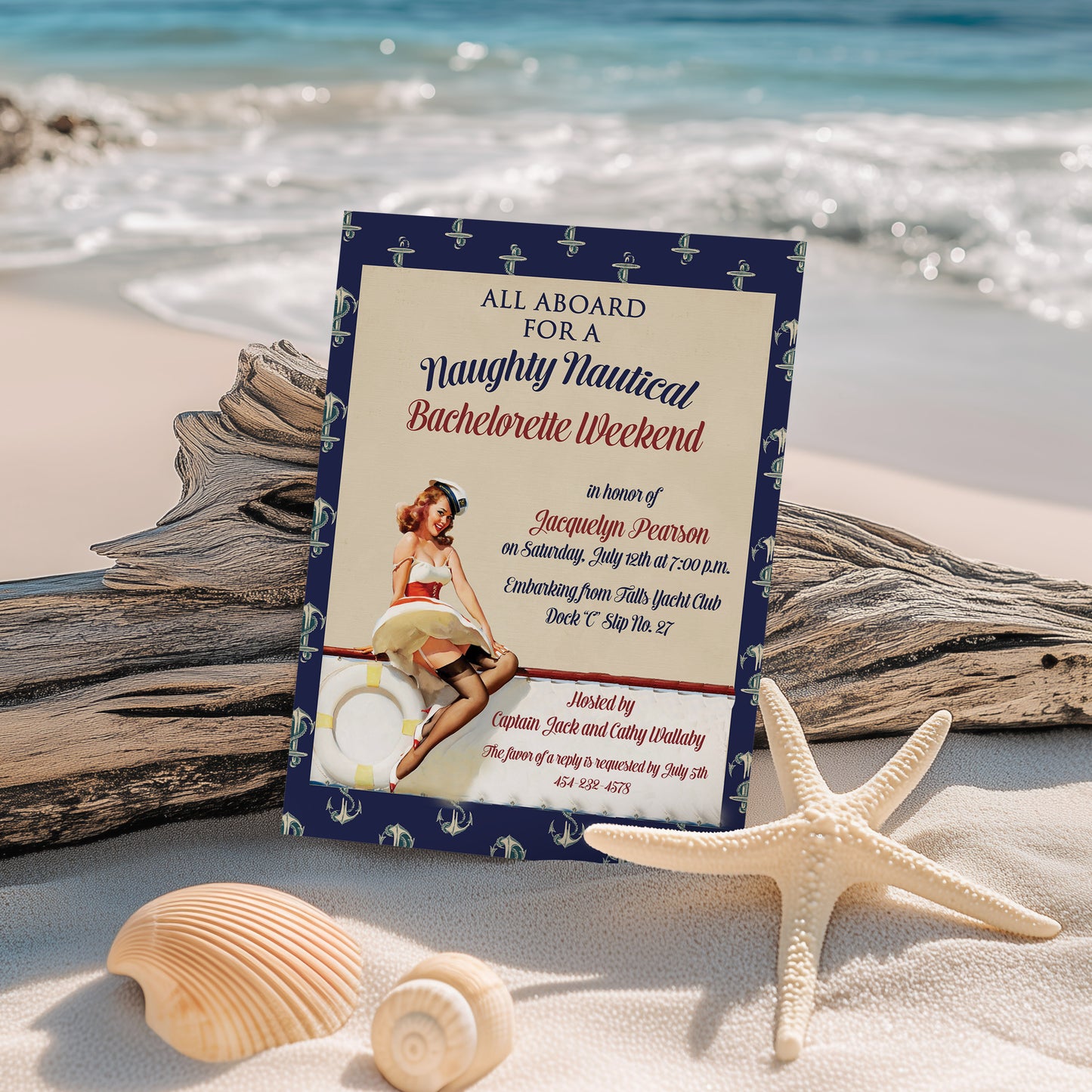 Nautical Bachelorette Weekend Bridal Shower Invitation