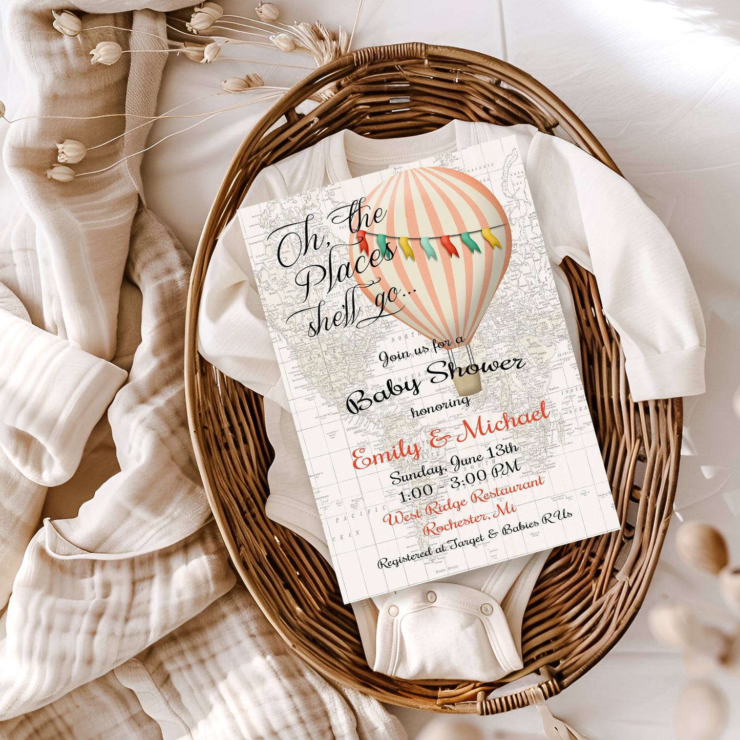 Oh the Places She'll Go Baby Shower Invitation