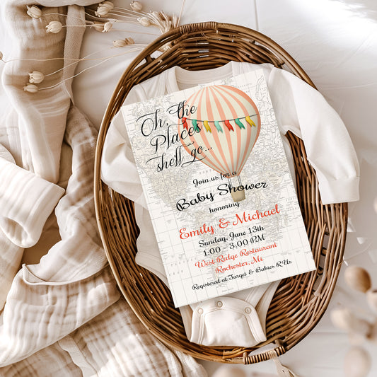 Oh the Places She'll Go Baby Shower Invitation