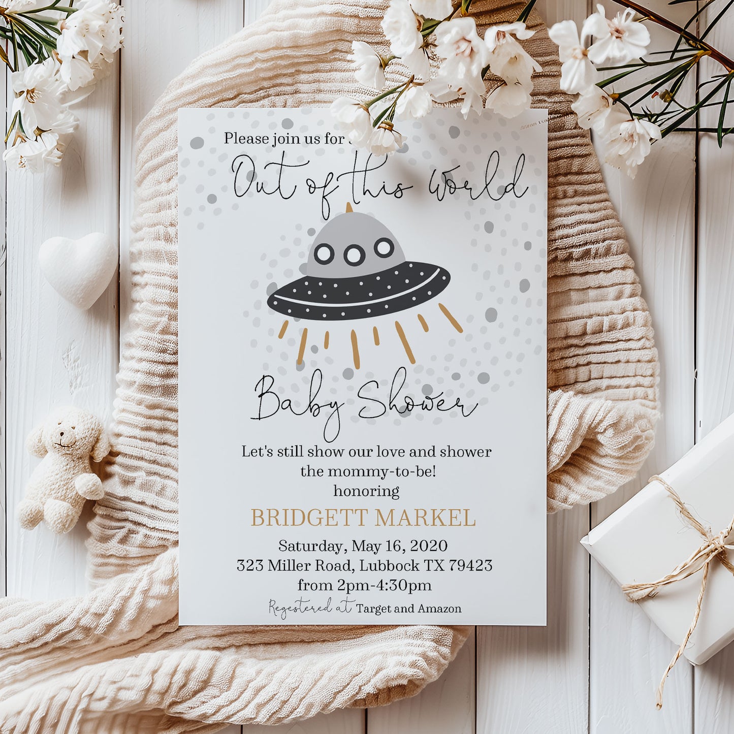 Out of this World Spaceship Baby Shower Invitation