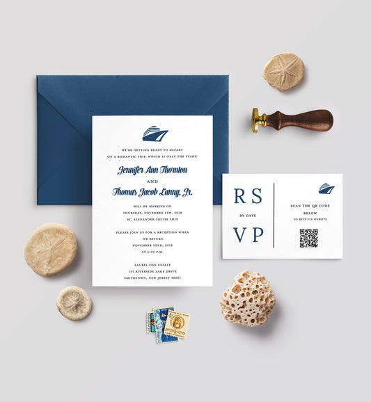 Cruise Ship Nautical Destination Wedding Invitation