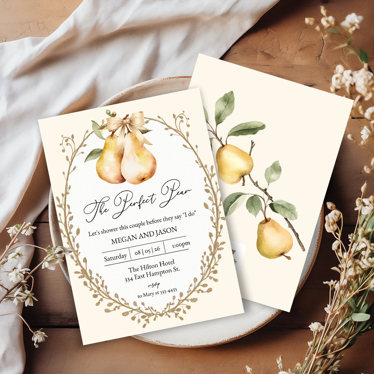 The Perfect Pear Couples Bridal Shower Invitation