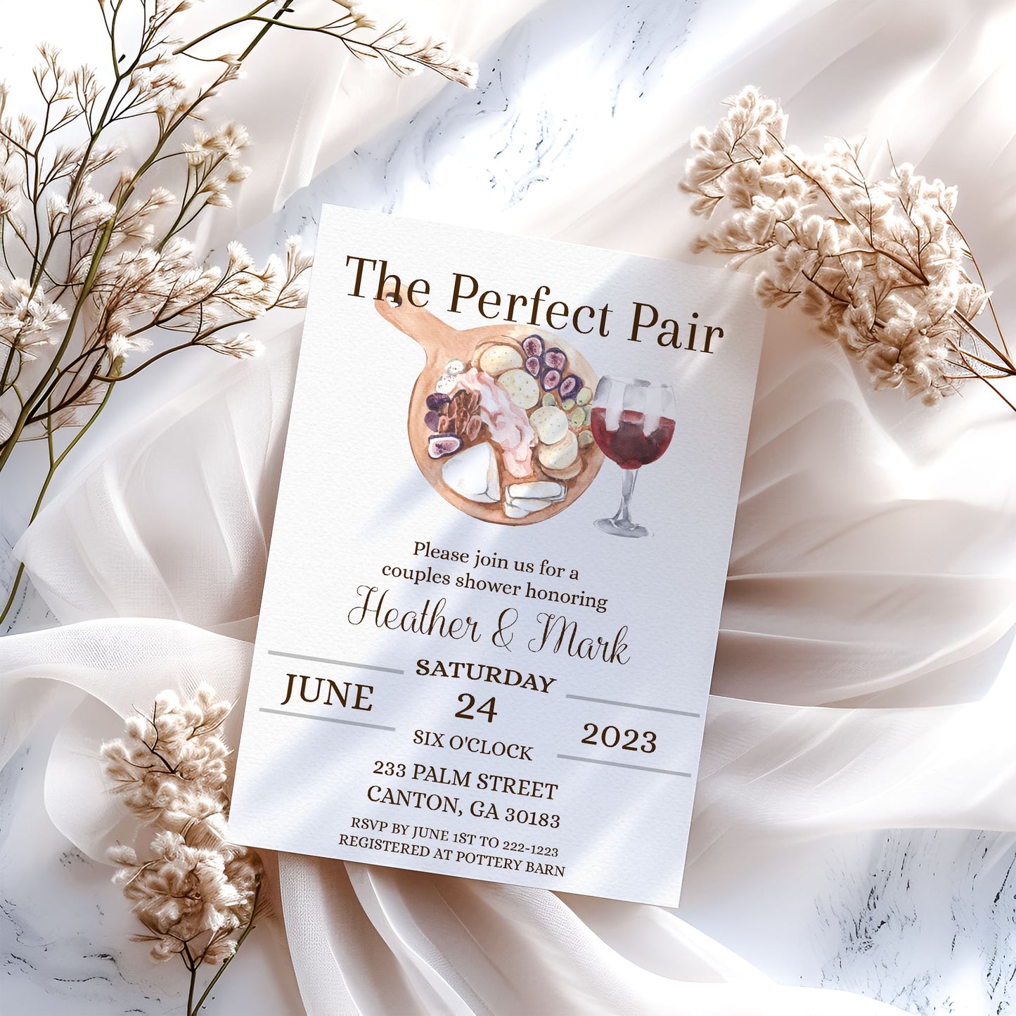 The Perfect Pair Wine Couples Bridal Shower Invitation