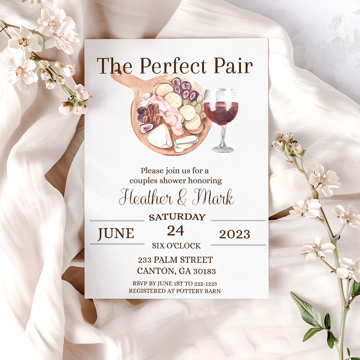 The Perfect Pair Wine Couples Bridal Shower Invitation
