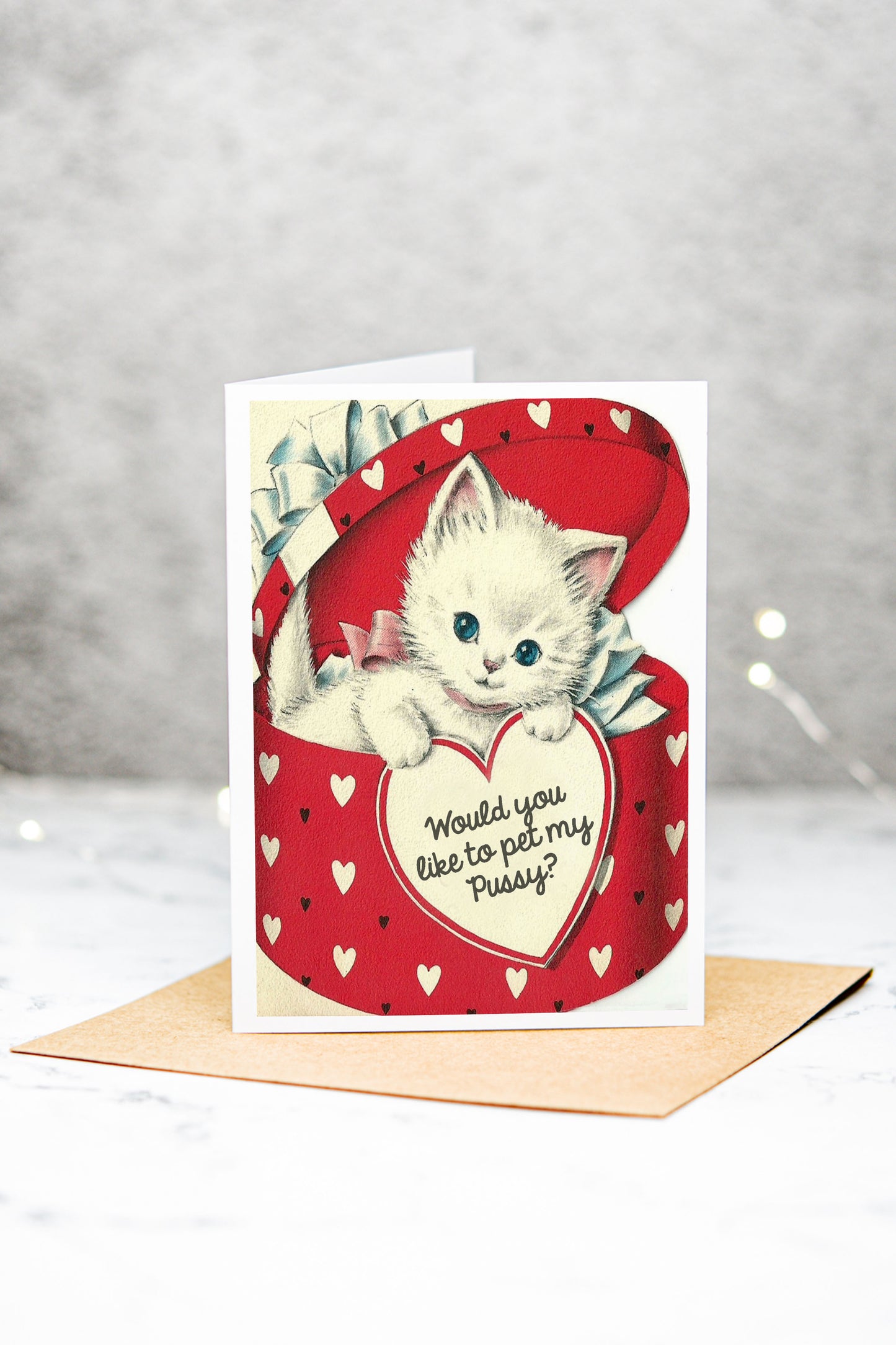 Valentine Pet My Pussy Adult Humor Greeting Card
