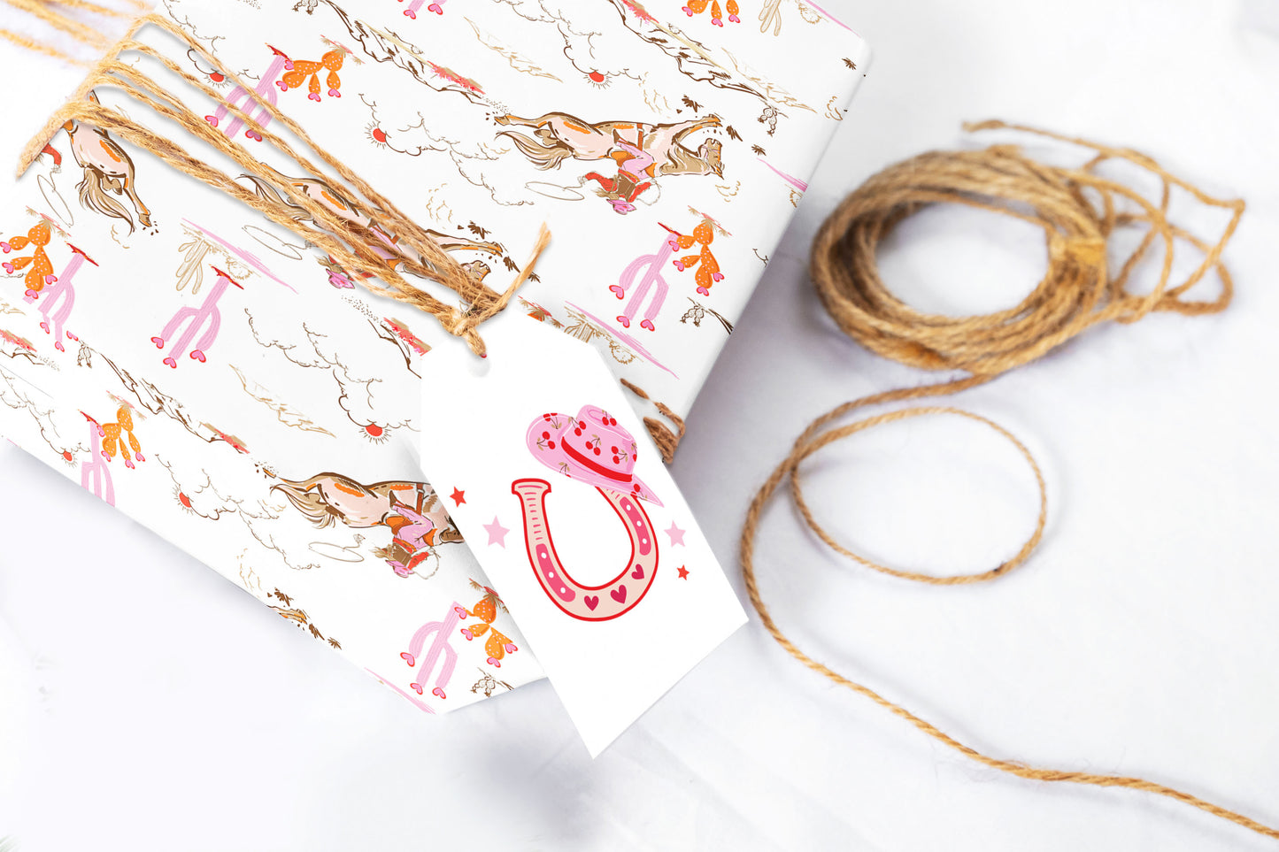 Valentine Pink Cowgirl Wrapping Paper Sheets