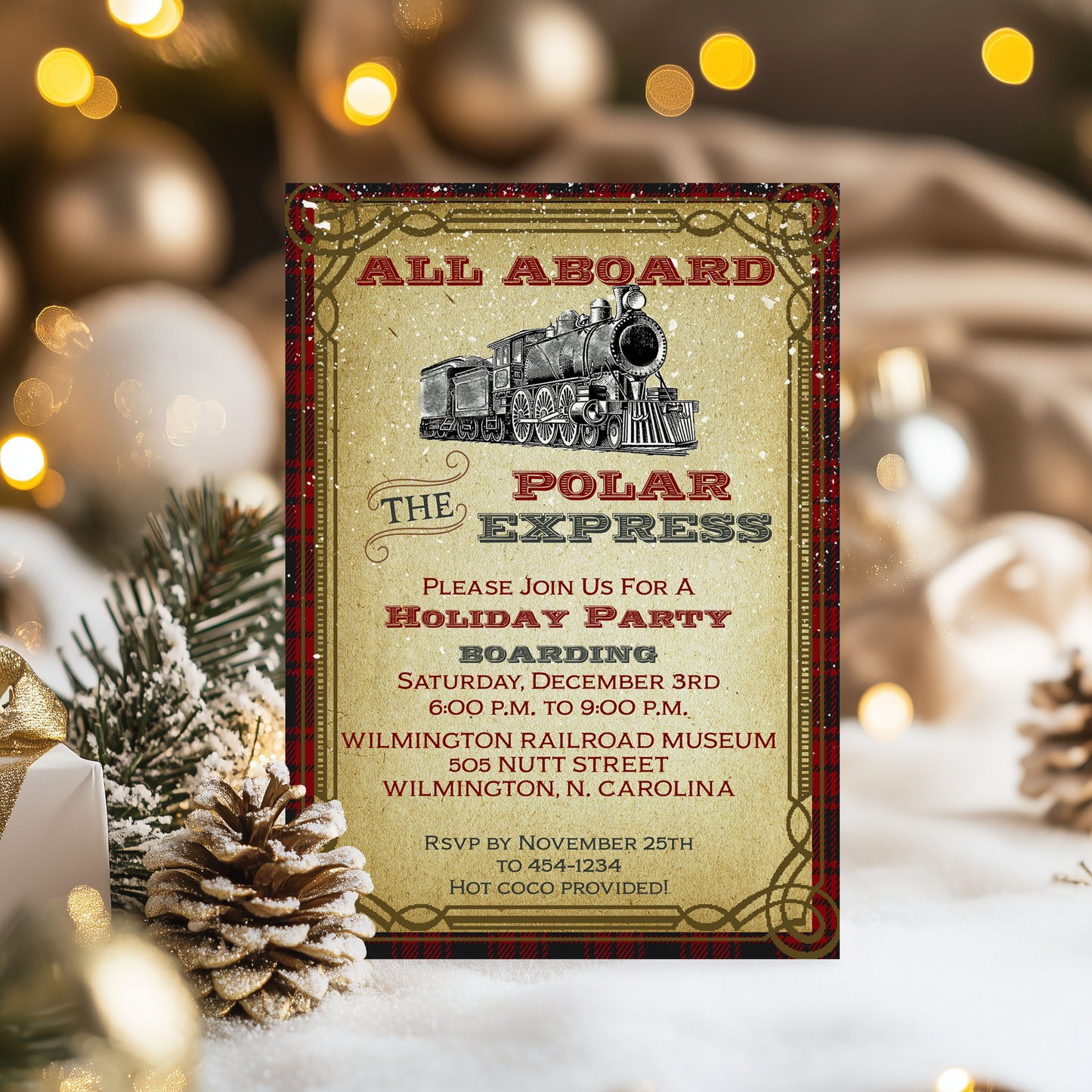 Polar Express Christmas Invitation