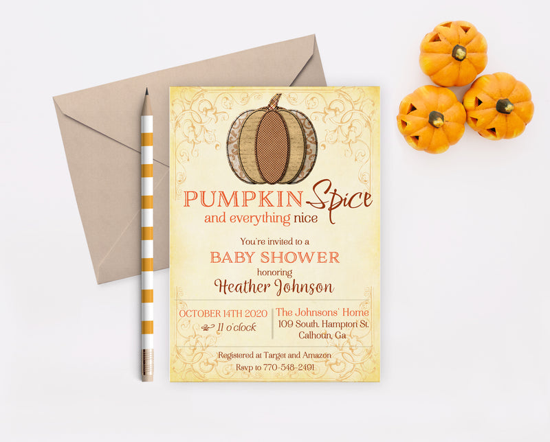 Pumpkin Spice Baby Shower Invitation