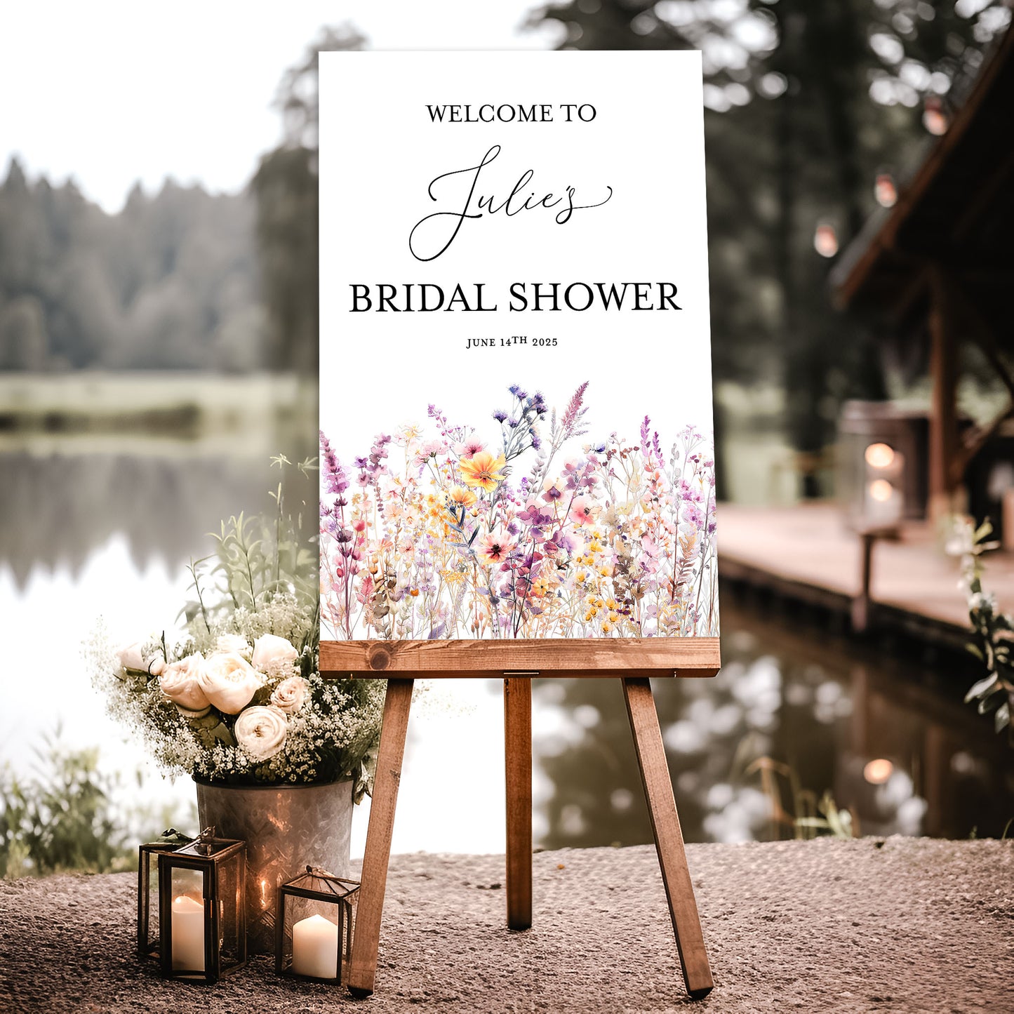 Purple Wildflower Welcome Sign