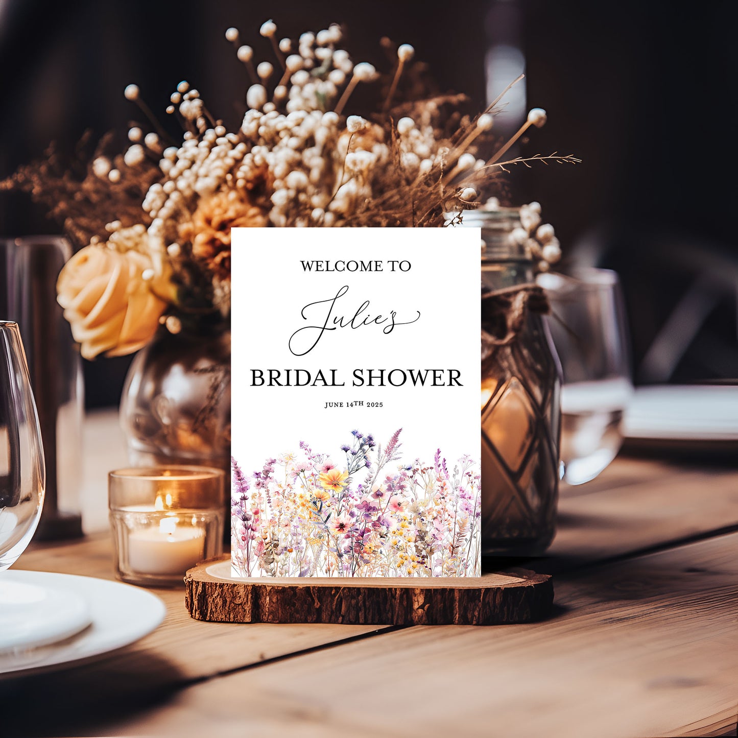 Purple Wildflower Welcome Sign