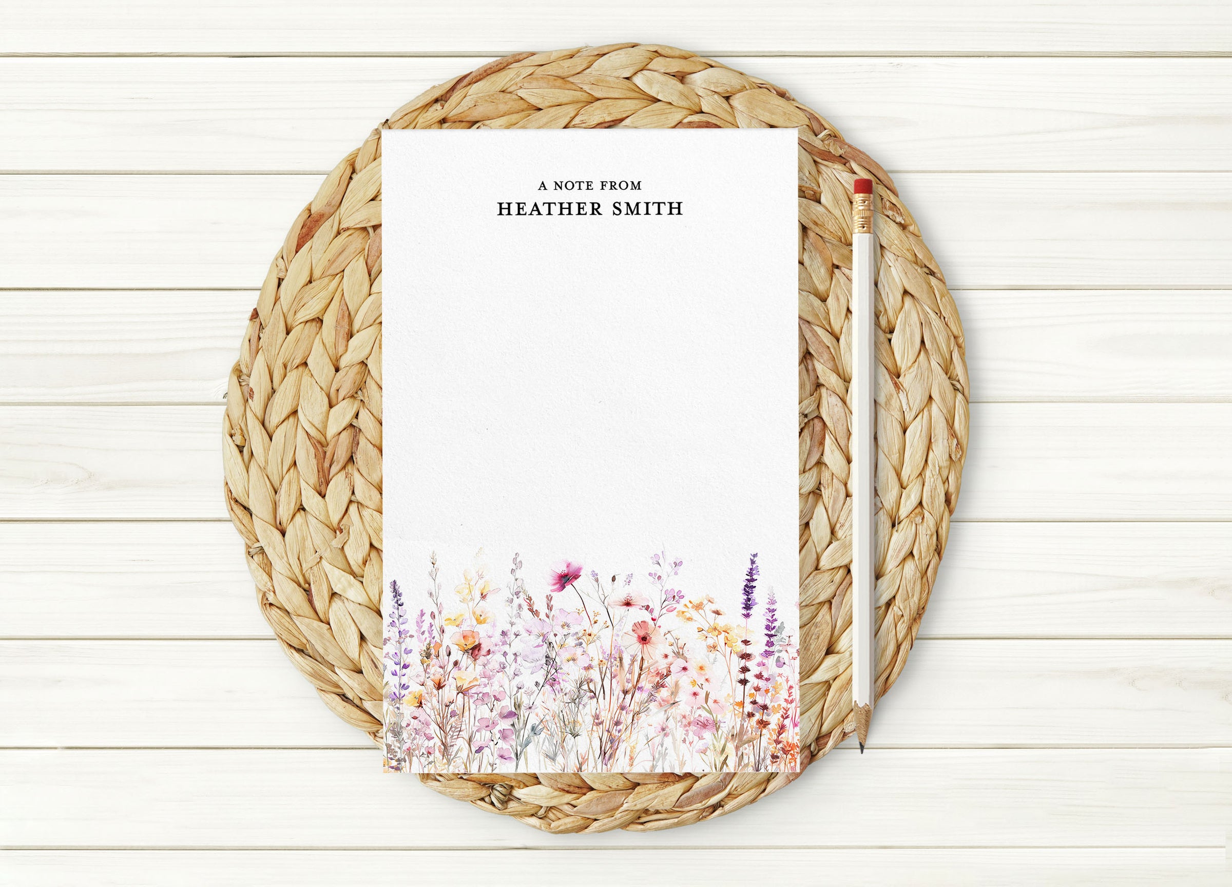 Purple Wildflowers Personalized Notepad