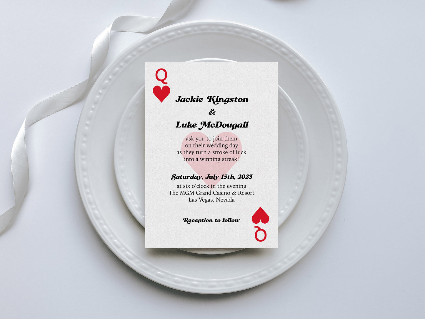 Queen of Hearts Playing Cards Wedding Invitation