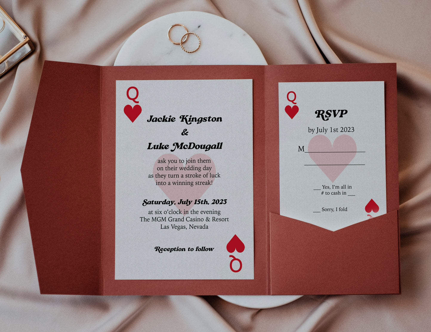 Queen of Hearts Playing Cards Wedding Invitation