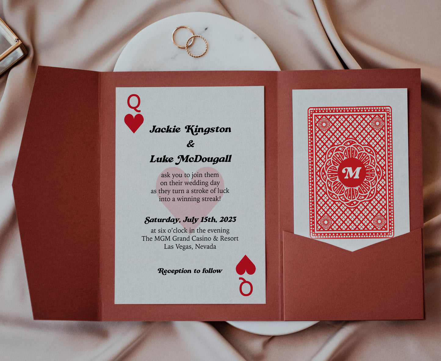 Queen of Hearts Playing Cards Wedding Invitation