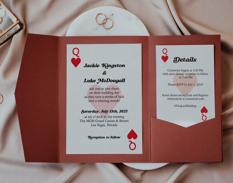 Queen of Hearts Playing Cards Wedding Invitation