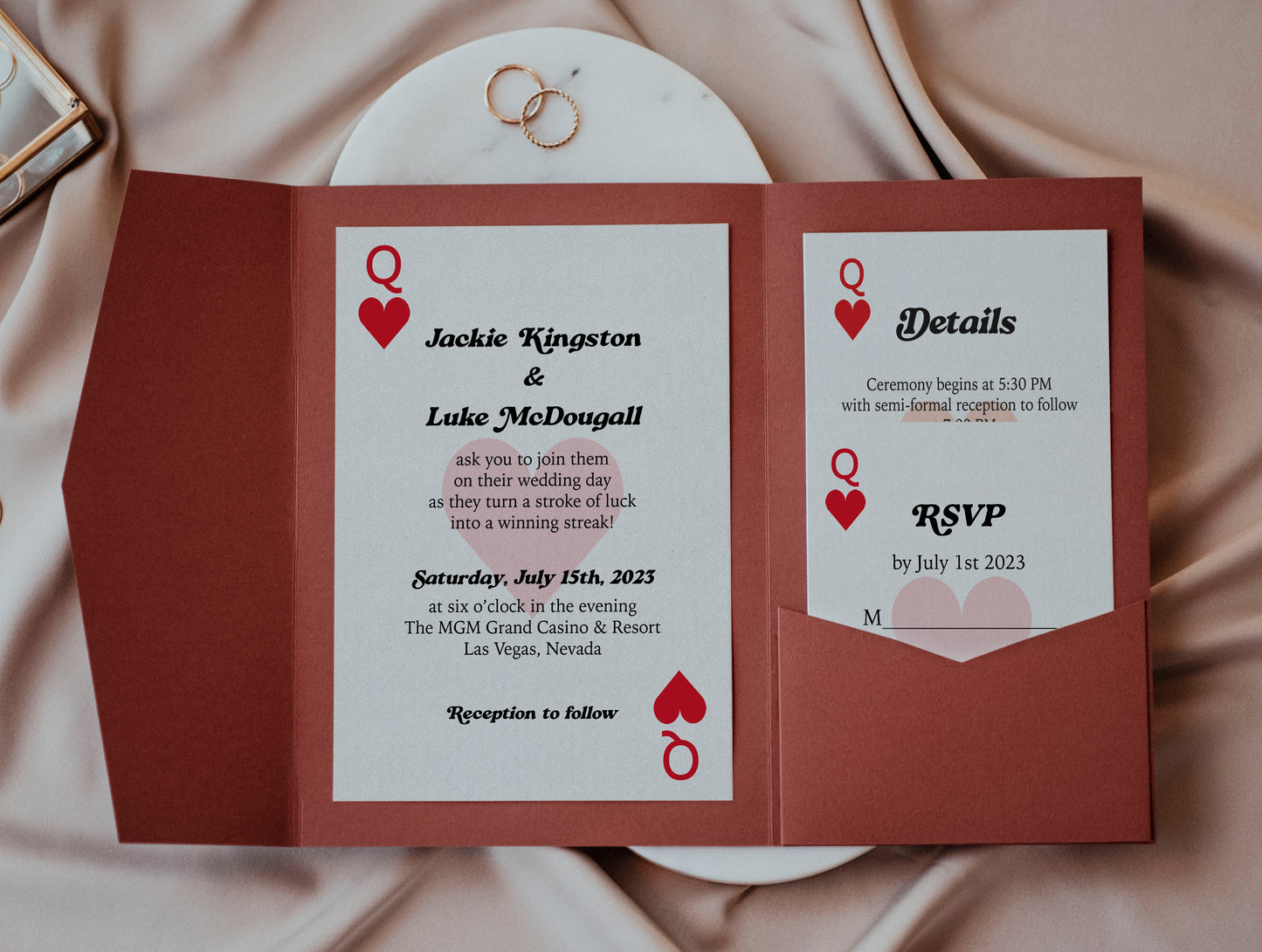 Queen of Hearts Playing Cards Wedding Invitation