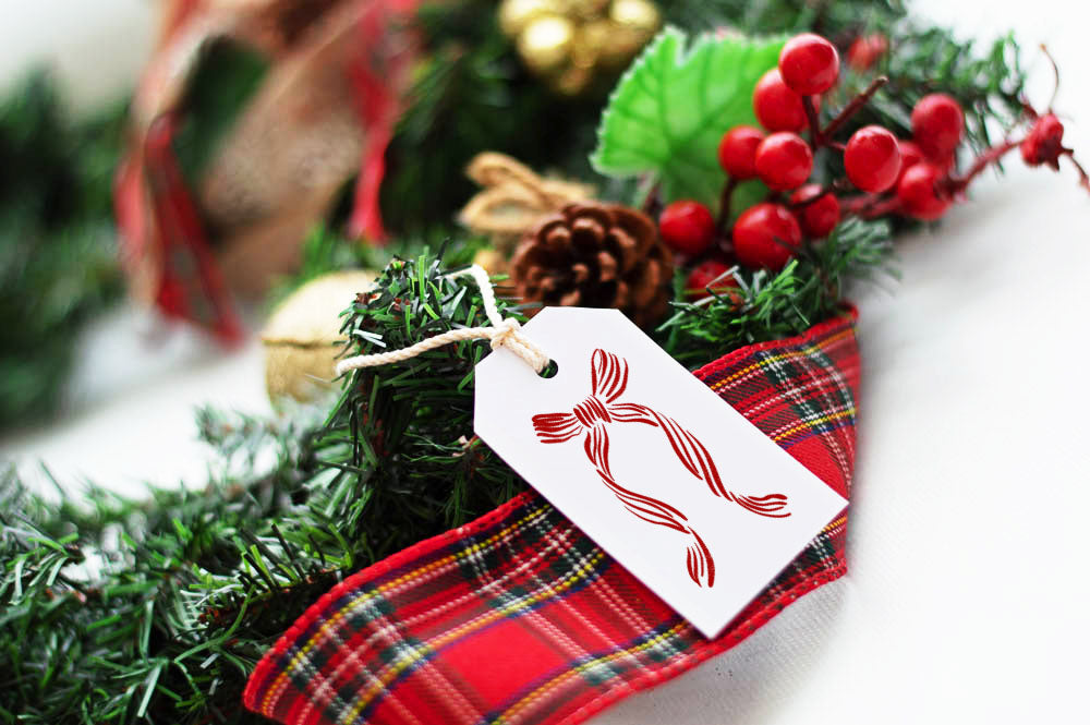 Red Bow Christmas Gift Tag