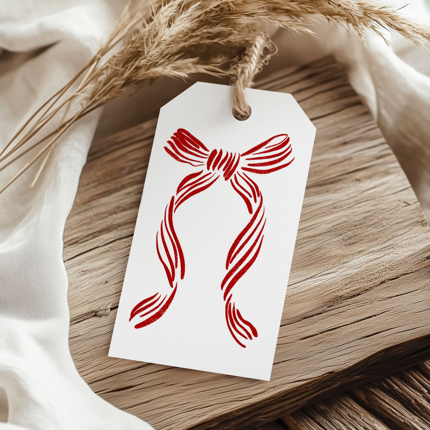 Red Bow Christmas Gift Tag
