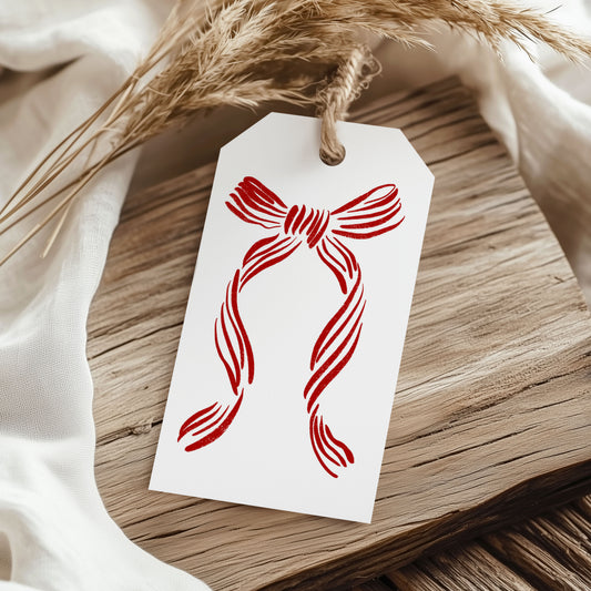 Red Bow Christmas Gift Tag