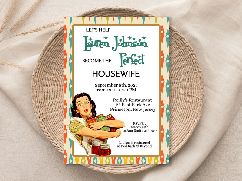 Retro 1950 Housewife Bridal Shower Invitation