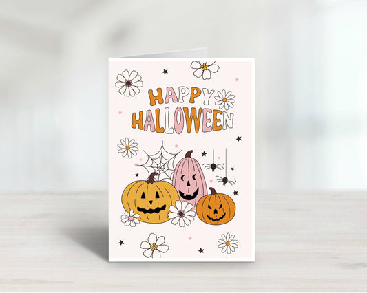 Halloween Fun Pumpkins Pink and Orange Greeting Card