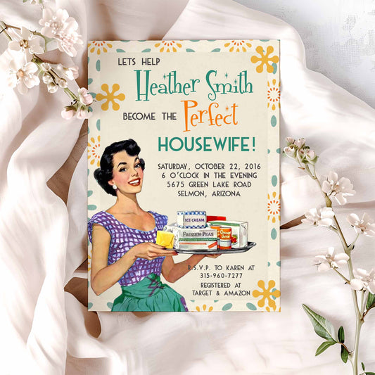 Retro Housewife Bridal Shower Invitation