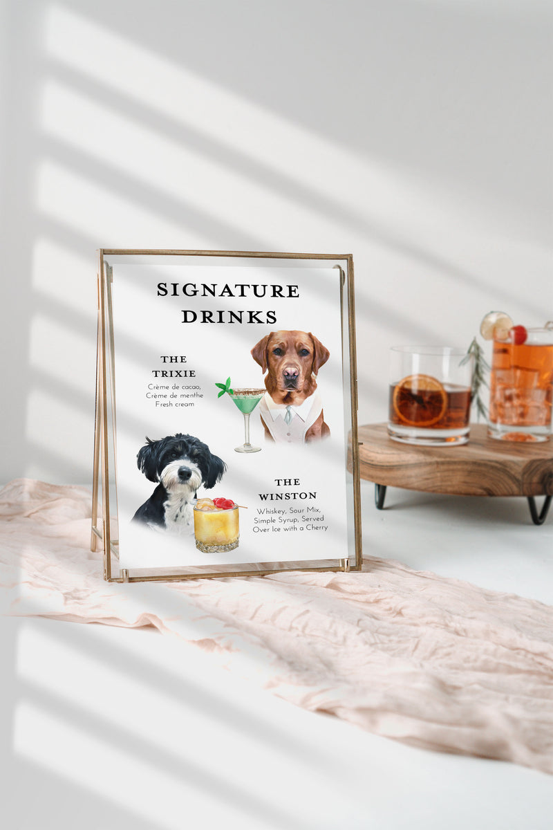 Minimalist Pet Signature Drink Sign