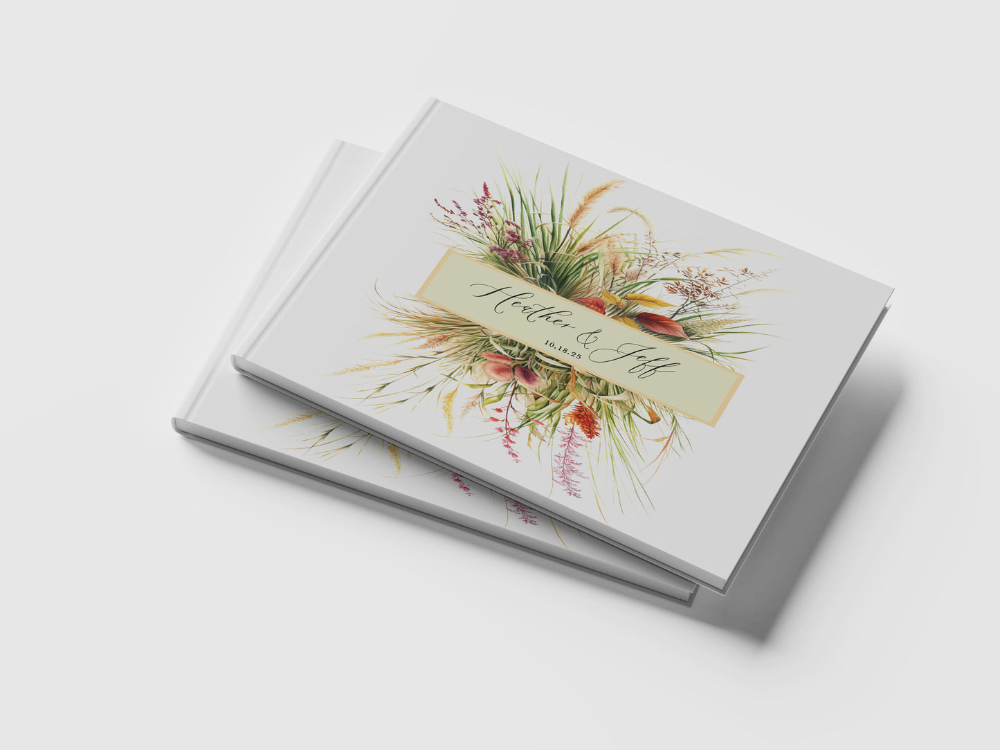 Watercolor Pampas Grass Boho Wedding Guest Book