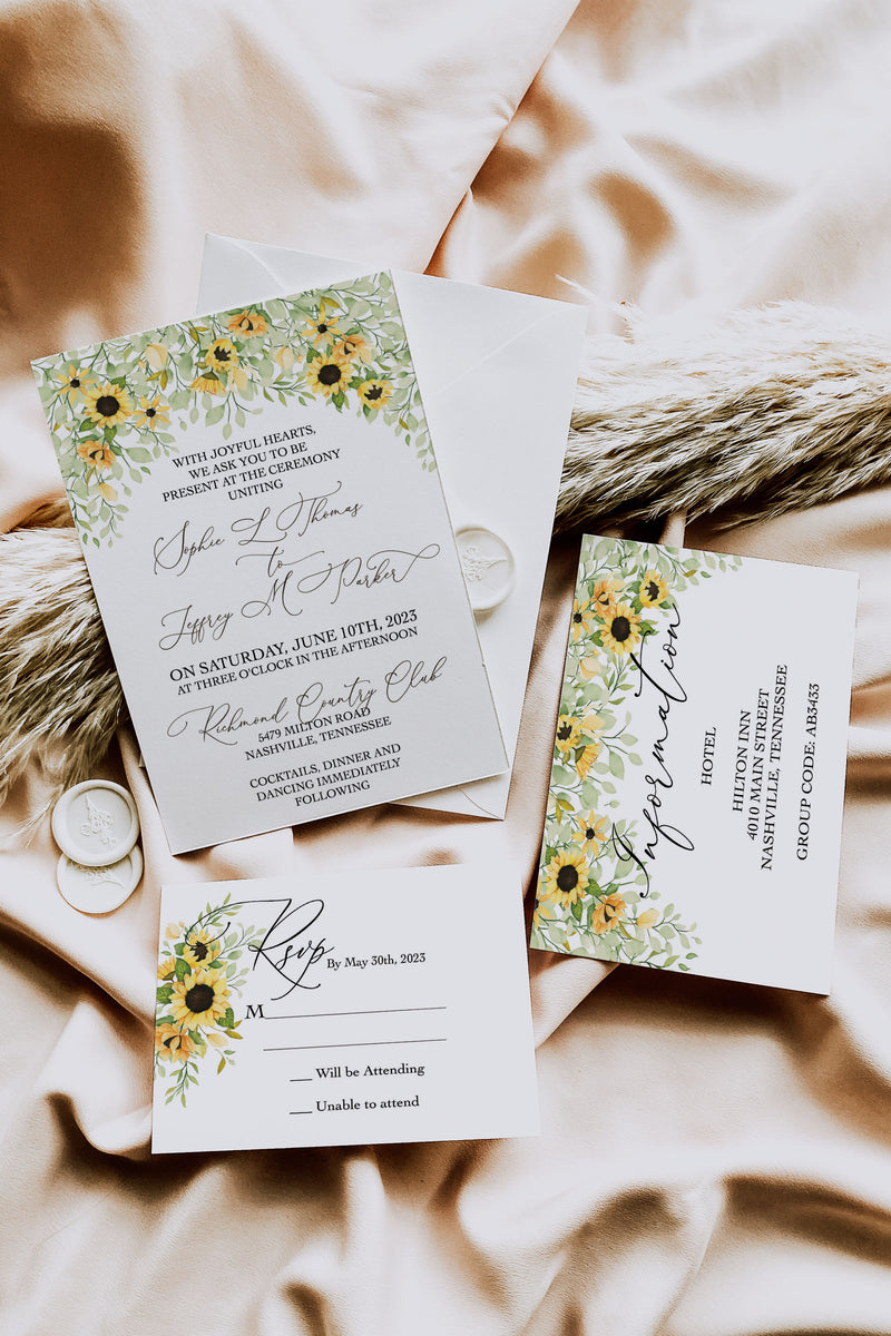 Fall Sunflower Wedding Invitation Suite