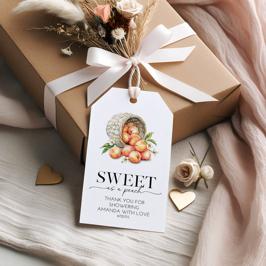 Sweet as a Peach Bridal or Baby Shower Gift Tag