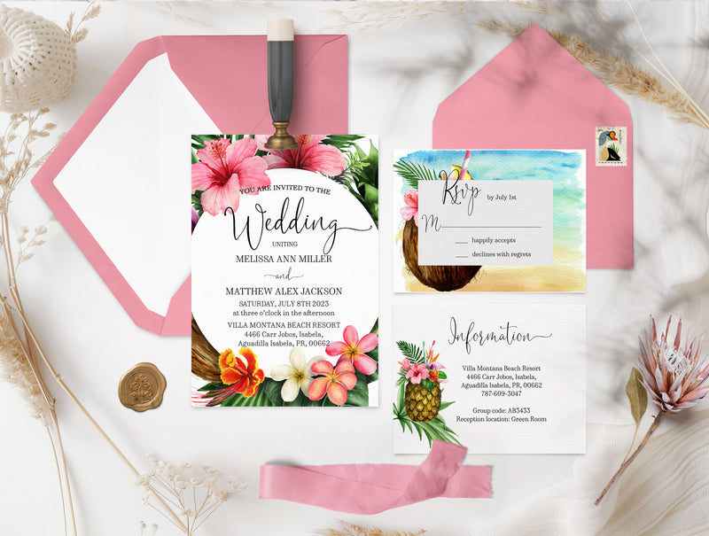 Tropical Destination Wedding Invitation