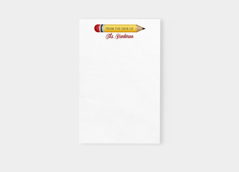 Teacher Pencil Personalized Notepad