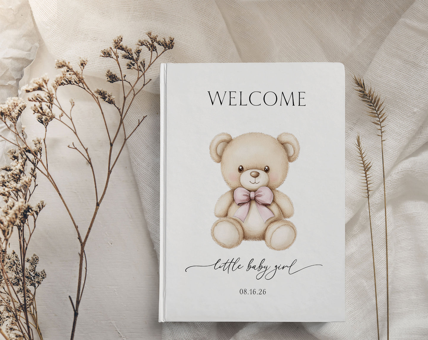 Baby Bear with Pink Bow Guest Book