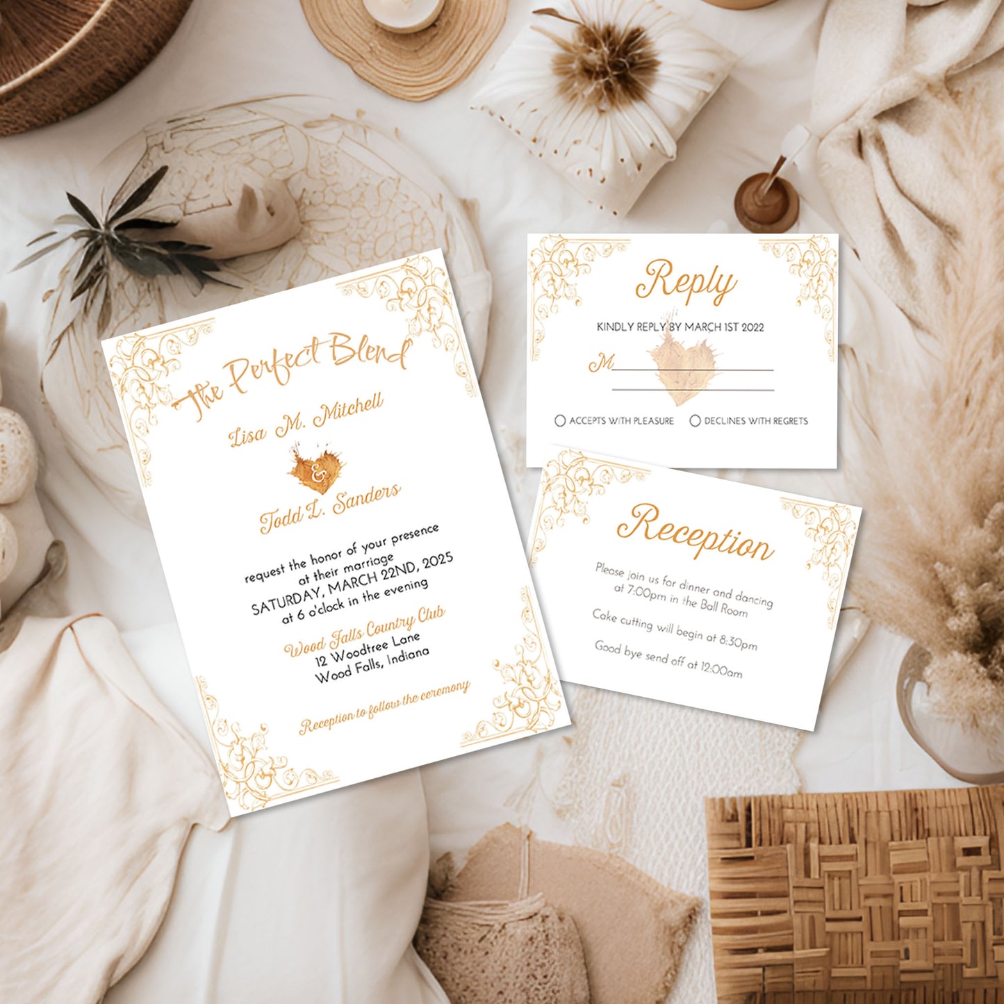 The Perfect Blend Coffee Themed Wedding Invitation Suite