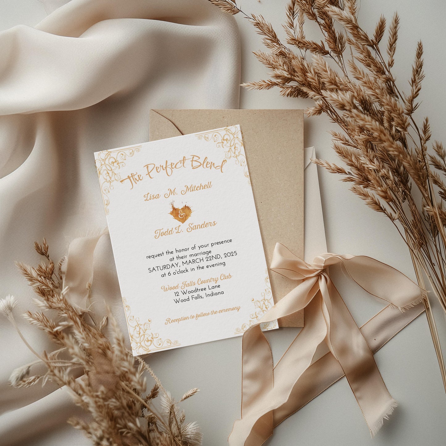 The Perfect Blend Coffee Themed Wedding Invitation Suite