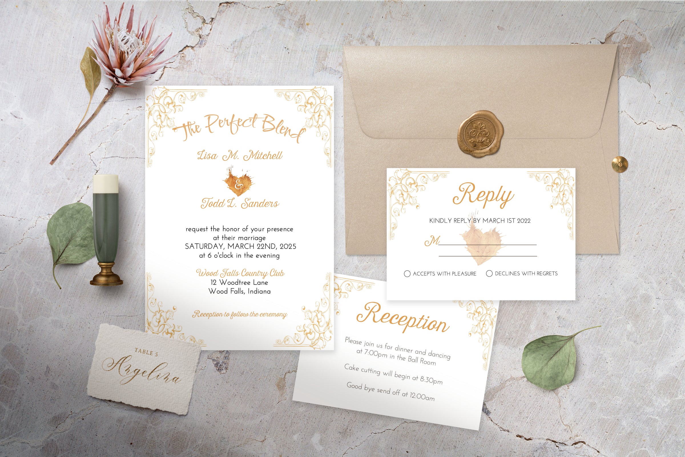 The Perfect Blend Coffee Themed Wedding Invitation Suite