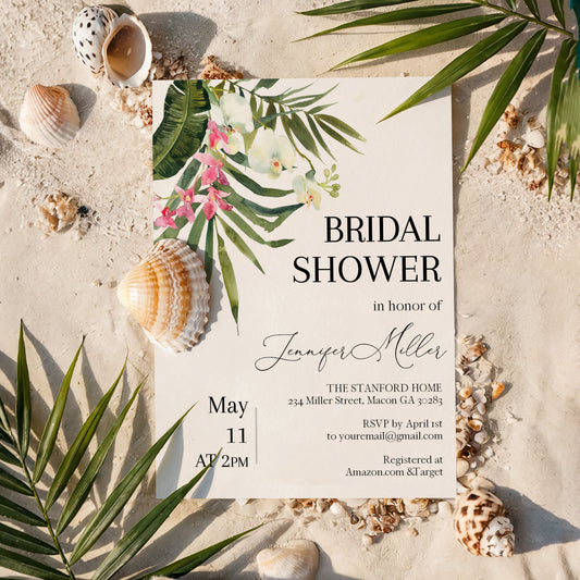 Tropical Floral Bridal Shower Invitation