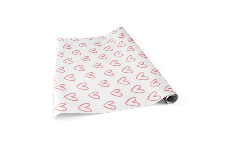 Pink Hearts Valentines Day Wrapping Paper