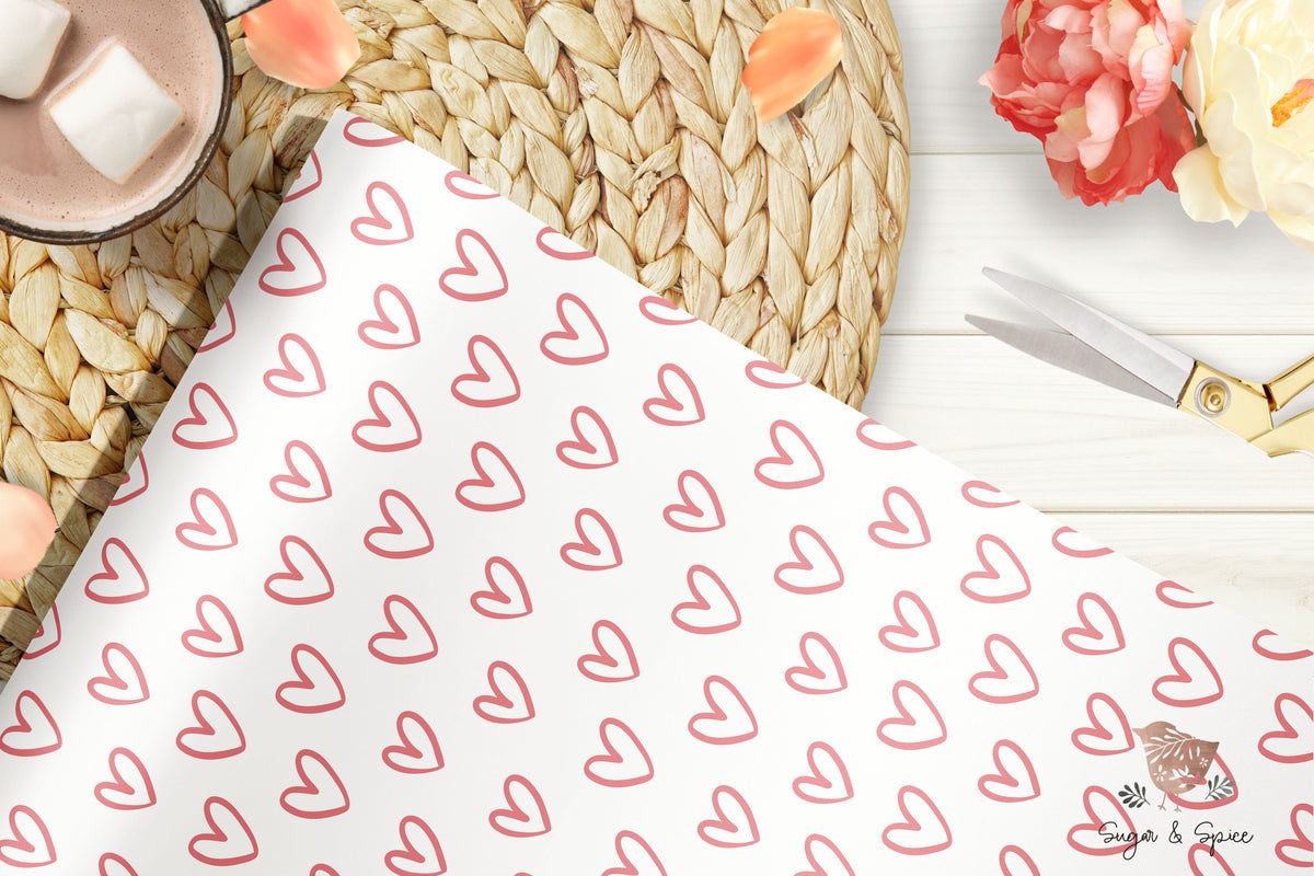 Pink Hearts Valentines Day Wrapping Paper